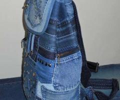 Damen Tasche Echt Jeans Rucksack Backpack Neu