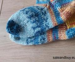 2 Paar Kinder Wollsocken handgestrickt Fußlänge 13cm