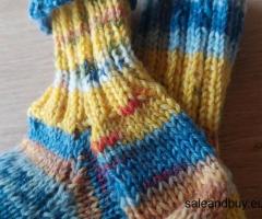 2 Paar Kinder Wollsocken handgestrickt Fußlänge 13cm