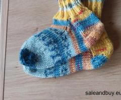 2 Paar Kinder Wollsocken handgestrickt Fußlänge 13cm